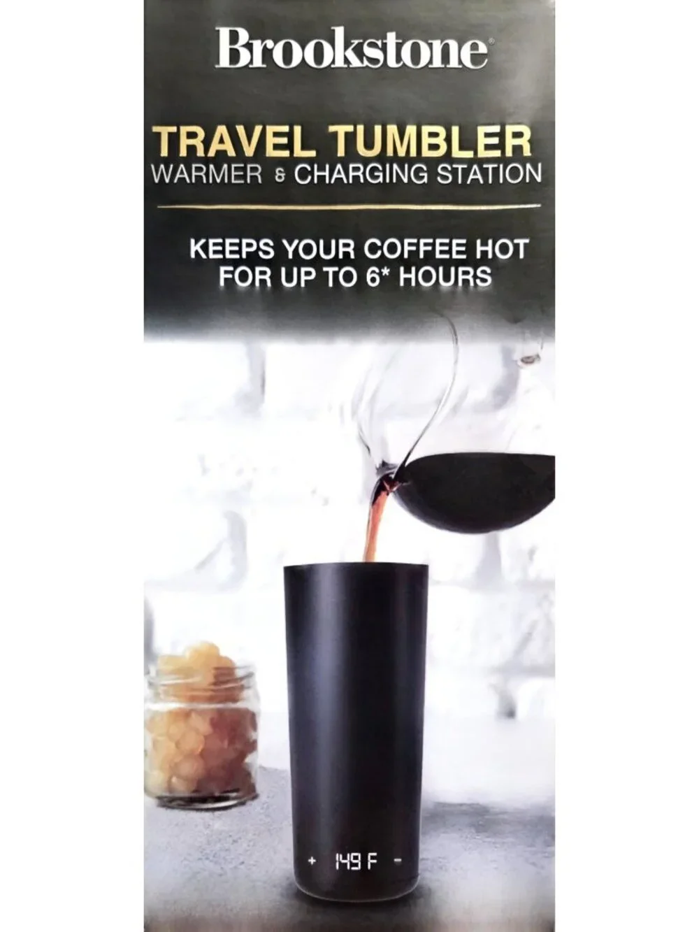 Brookstone Travel Tumbler Warmer And Charging Station Black New Sealed Box